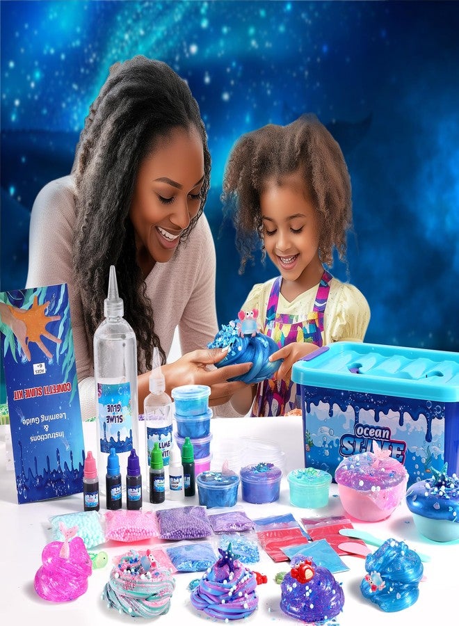 fsutvitg Large Ocean Slime Kit for Boy and Girls,Non Sticky,Super Soft Sludge Toy,Birthday Gifts for Kids 4-12,Soft Shiny Metal Clay Toy Girls & Boys - Image 2